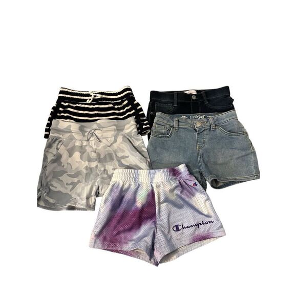 Girls shorts lot bundle  sz 6/6x active gym mesh shorts jean cut offs cat & jack - Picture 1 of 8